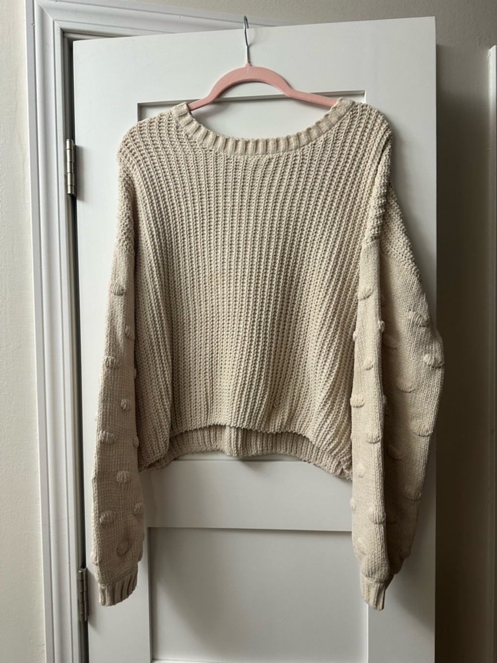 Moon and Madison Cream Textured Knit Sweater